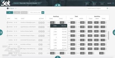 3et sports betting interface