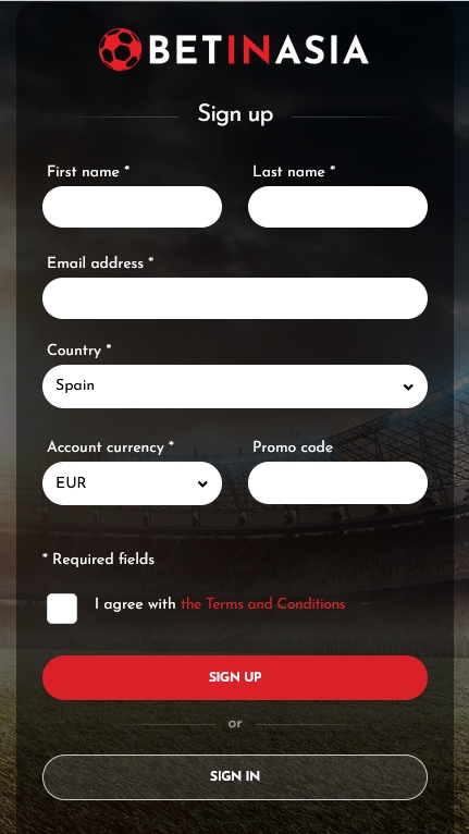 Account creation form