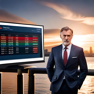 A screen with statistics presented by a broker