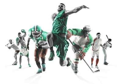 Several sportsmen jumping