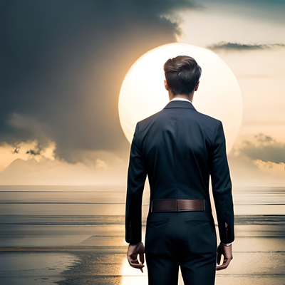 A footballer with his back to the sun assessing the risks